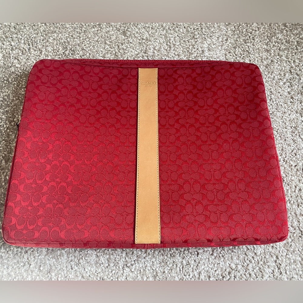 Authentic Red COACH Laptop Case - like new!